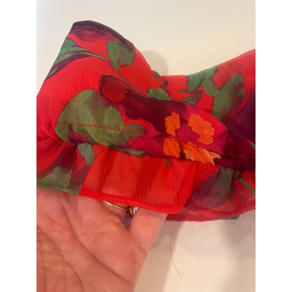 Red & Floral Sheer Ruffle Tube Top By Nasty Gal - Picture 6 of 7